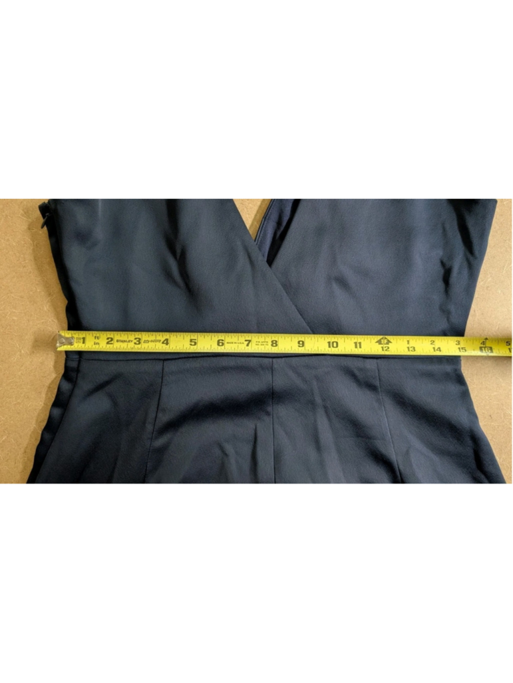 BHLDN Crossover Front Slit Satin Gown Navy Blue Size 10 Bridesmaid Prom - Picture 5 of 9